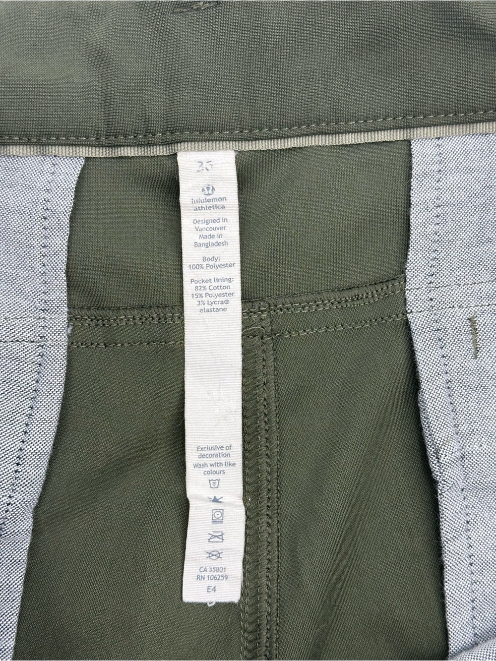 Men’s lululemon athletica Olive Green Flat-Front ABC? Shorts - Picture 8 of 9